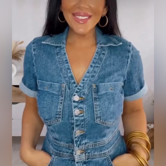 Zara COLLARED DENIM MINI DRESS - Picture 7 of 10